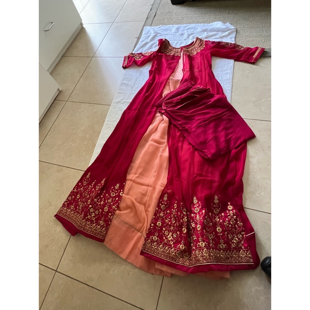 Red and Pink Anarkali